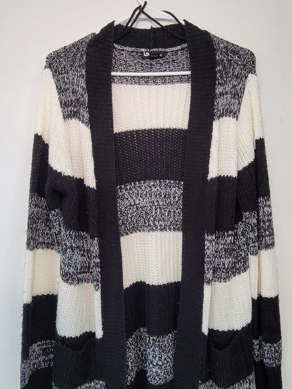 Chesley Black & Cream Striped Open-Front Cardigan